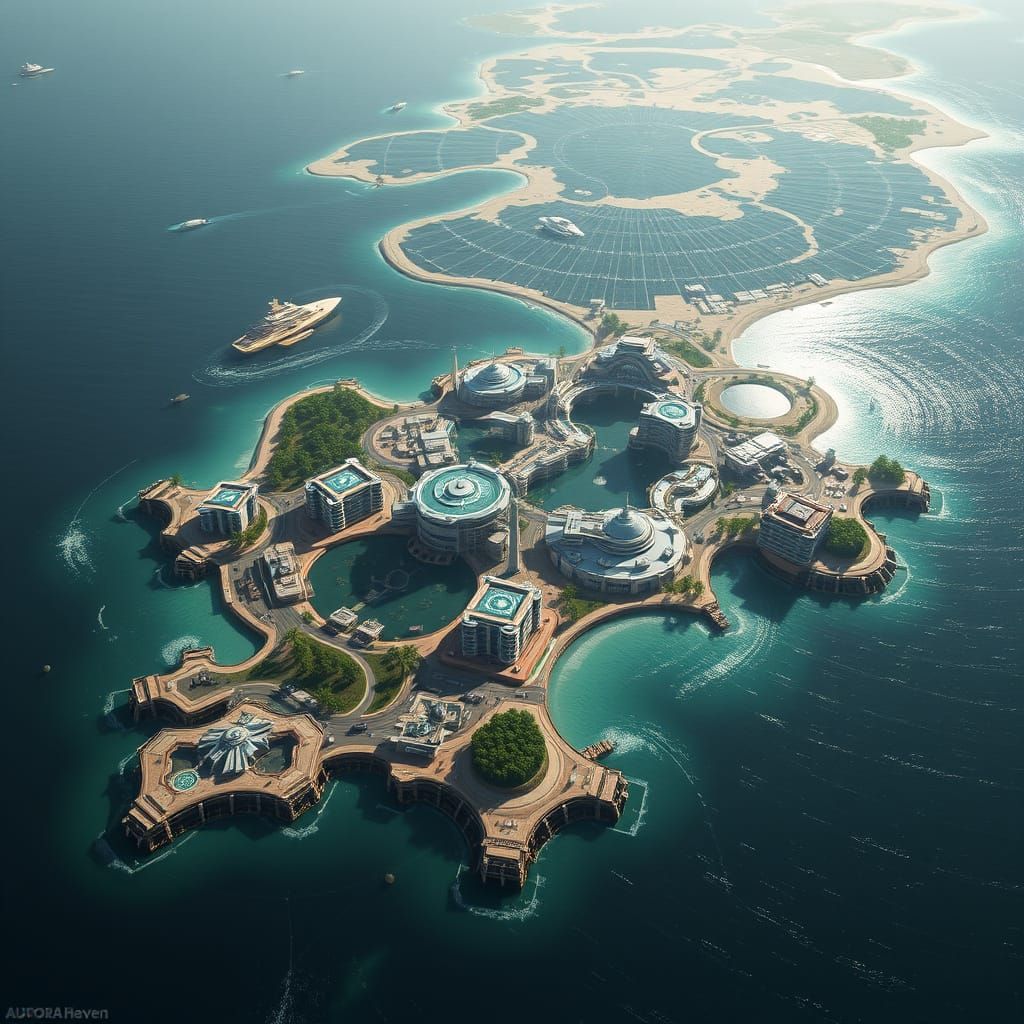Coastal Trade Hub on a Tropical Coastline in a Futuristic Se...