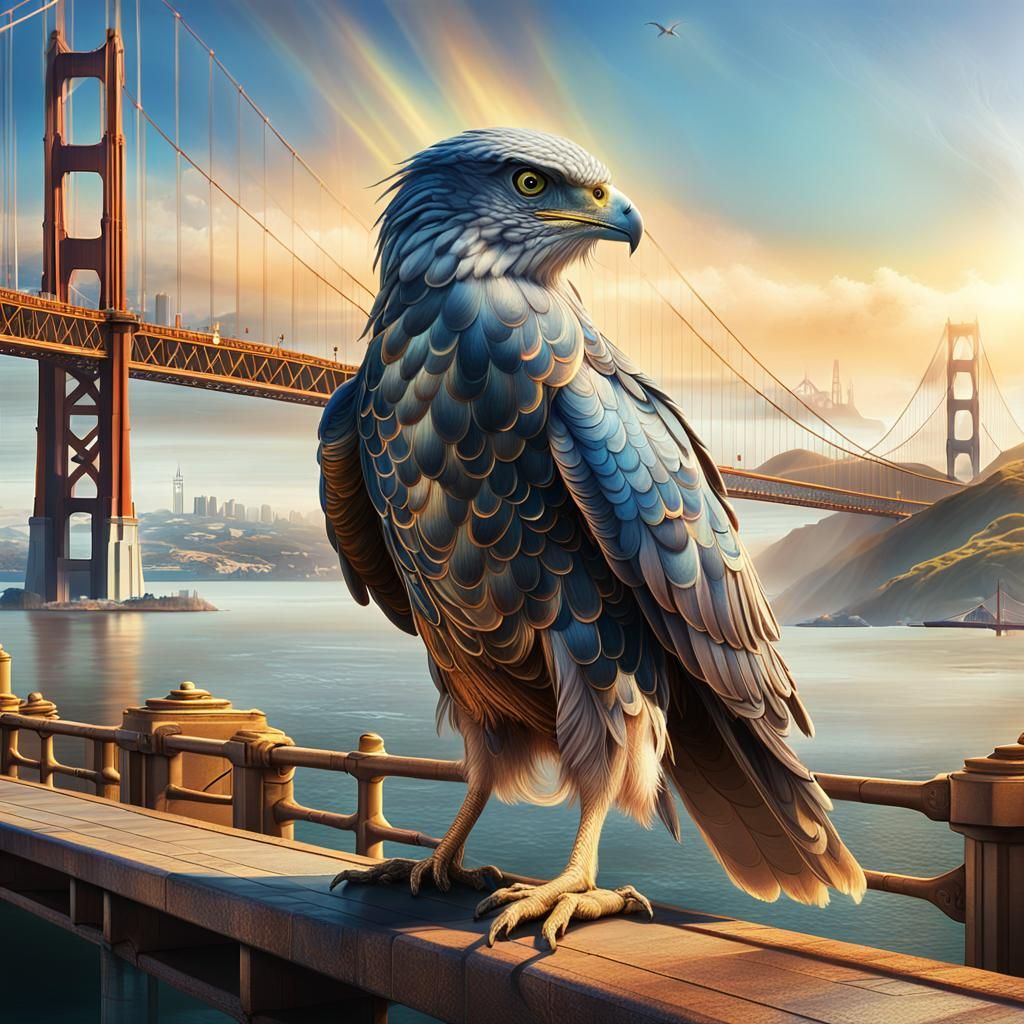 Giant Merlin Perched at San Francisco Bay