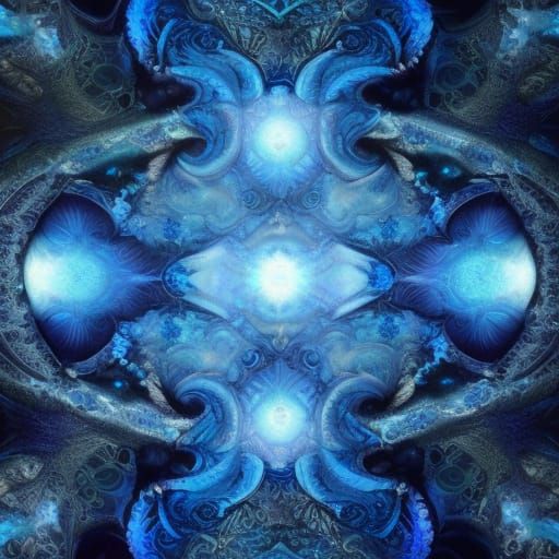 Fractal Blue Storm in Ornate Style