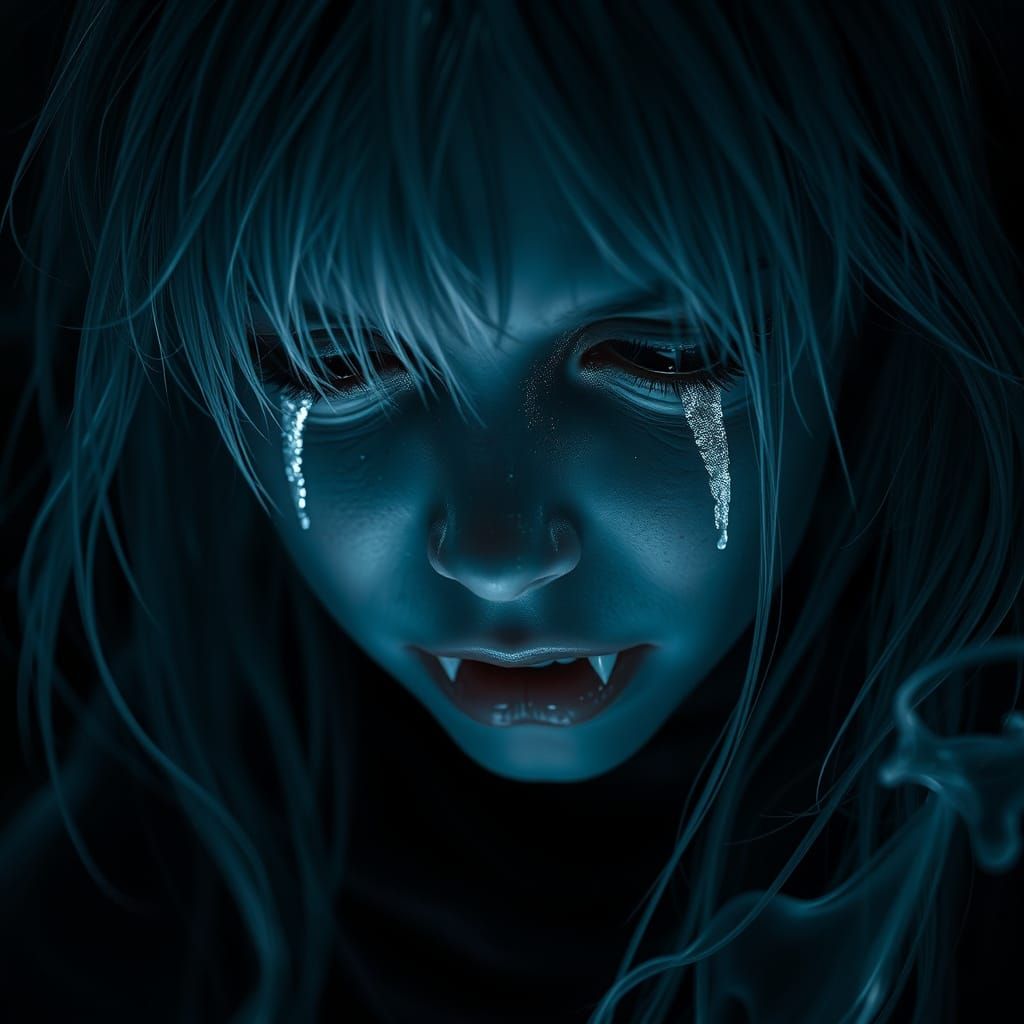 Spectral Boy in Mercury Tears, Macro Photography, LoRA Style