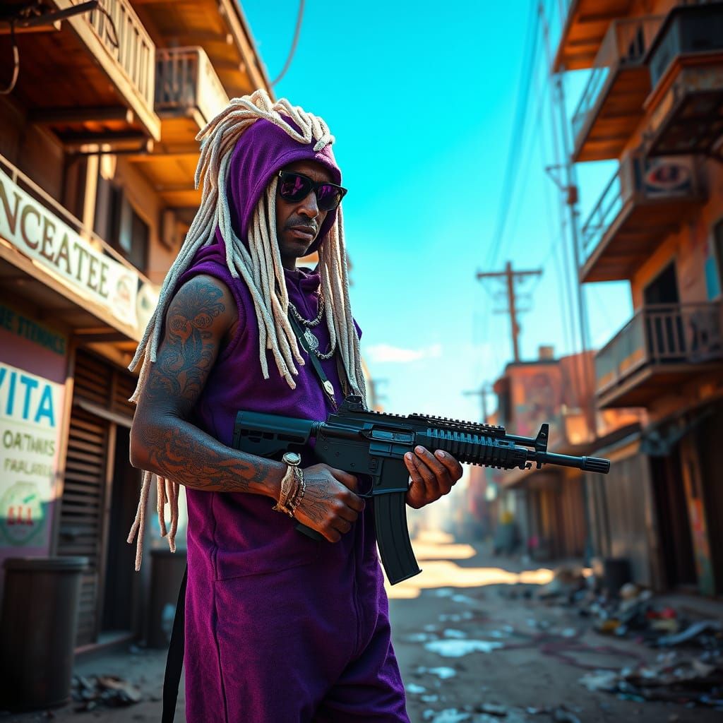 Post-Apocalyptic Shaman Guards Futuristic Embassy in Epic La...