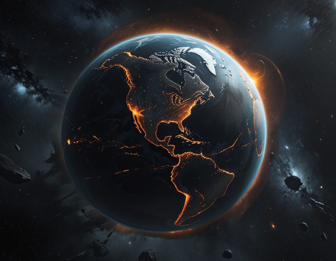 Post-Apocalyptic Earth Burning in Space