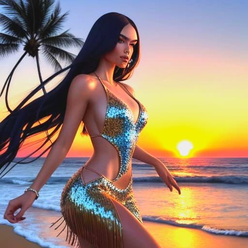 Sequins. A stunning magnificent masterpiece of an ocean beac...