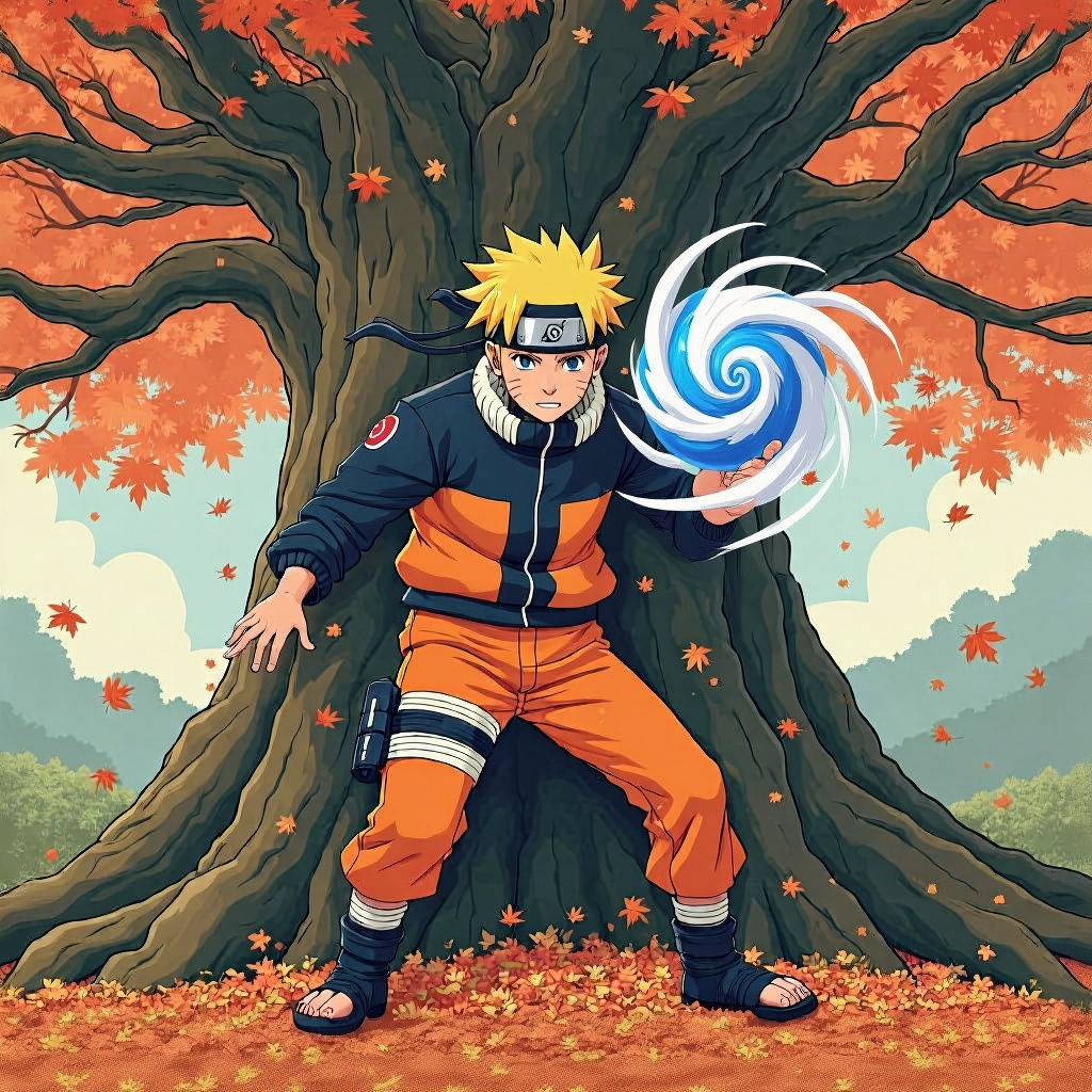 Naruto Uzumaki Rasengan Attack on a Tree