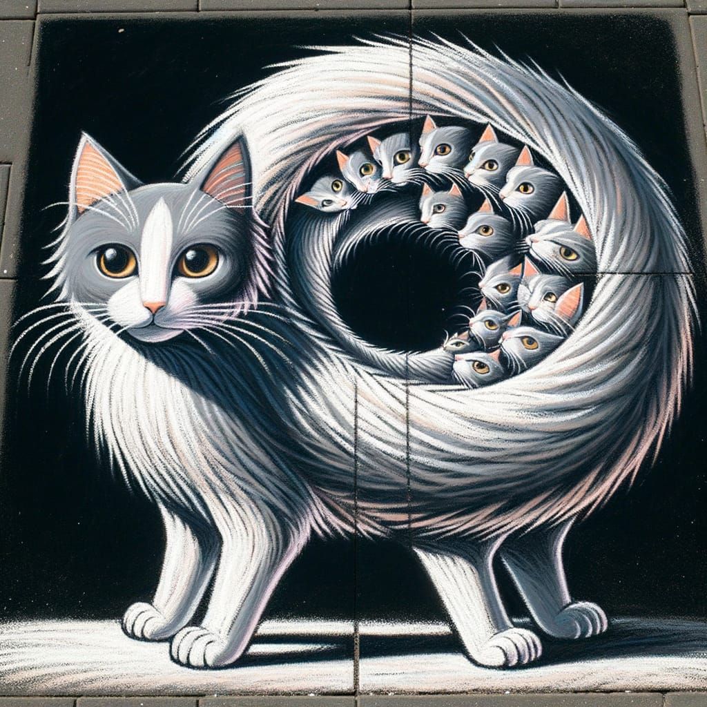 Chalk Art: Cat Tail Recursion in 8K