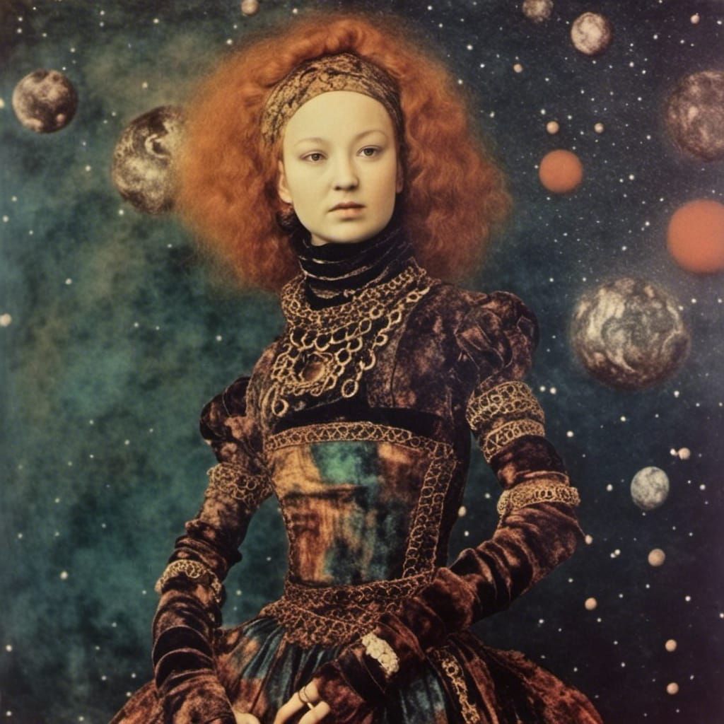 Retrofuturistic Space Heroine in Lucas Cranach Style