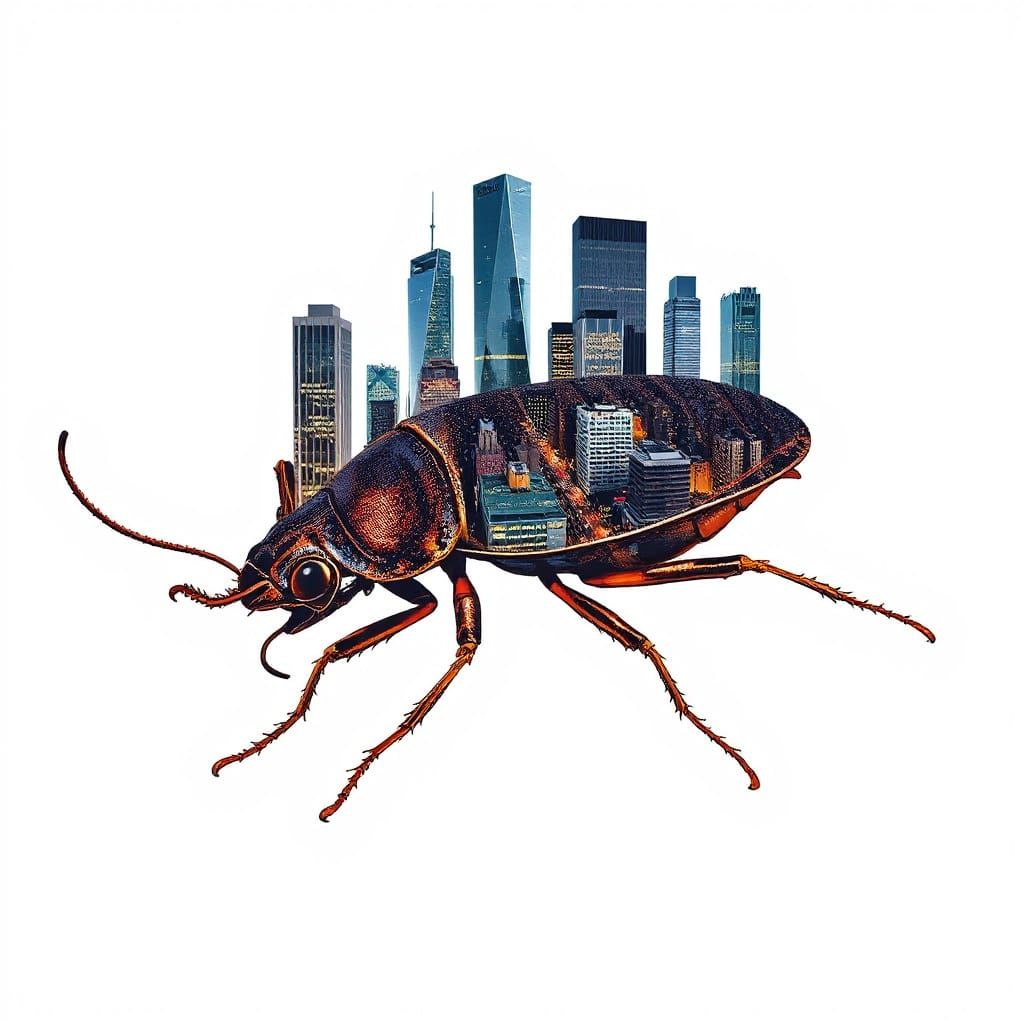 Surreal Cockroach Emerges from City Streets in Photorealisti...