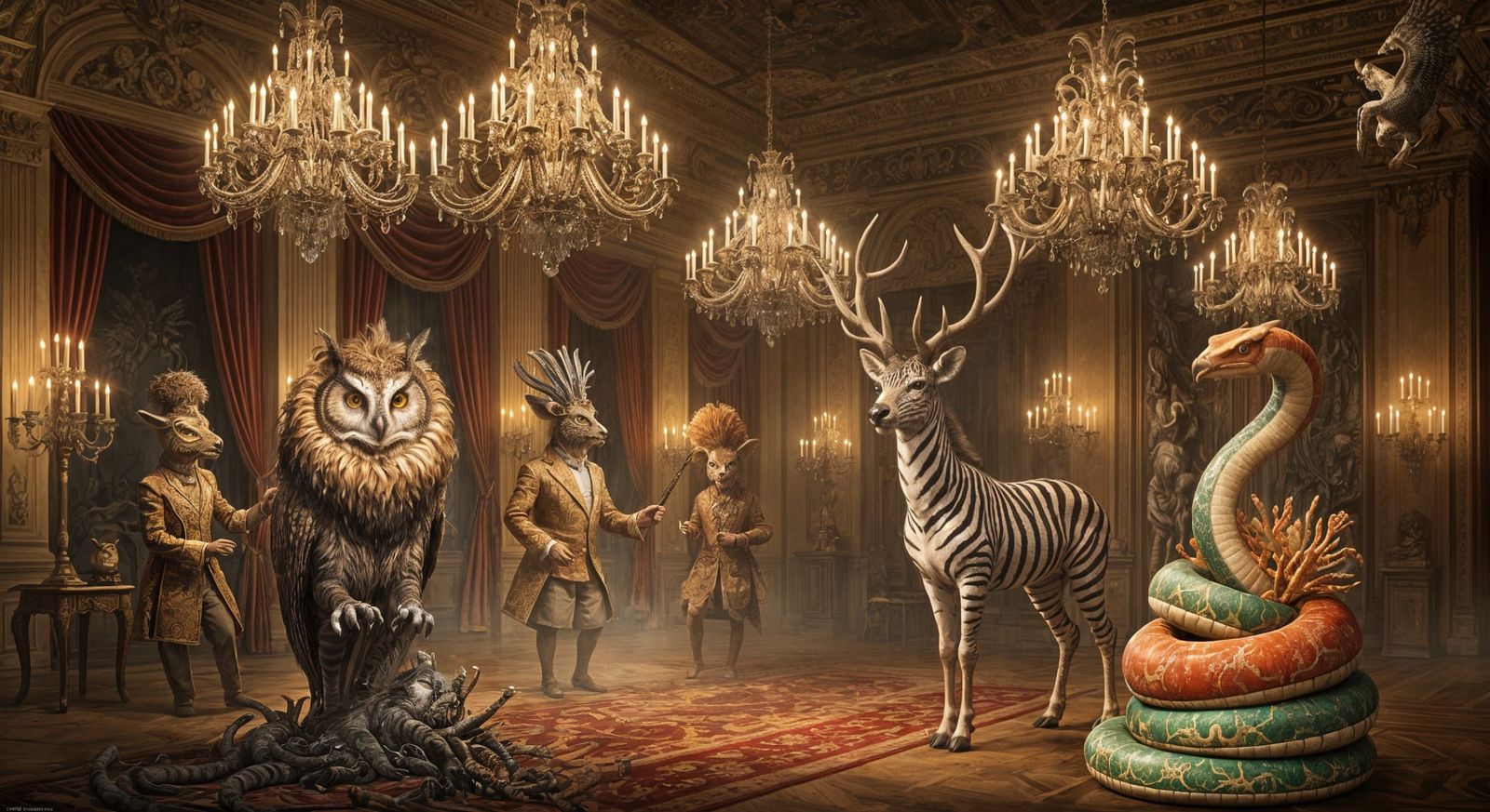Surreal Masquerade Ball With Animals in Disguise