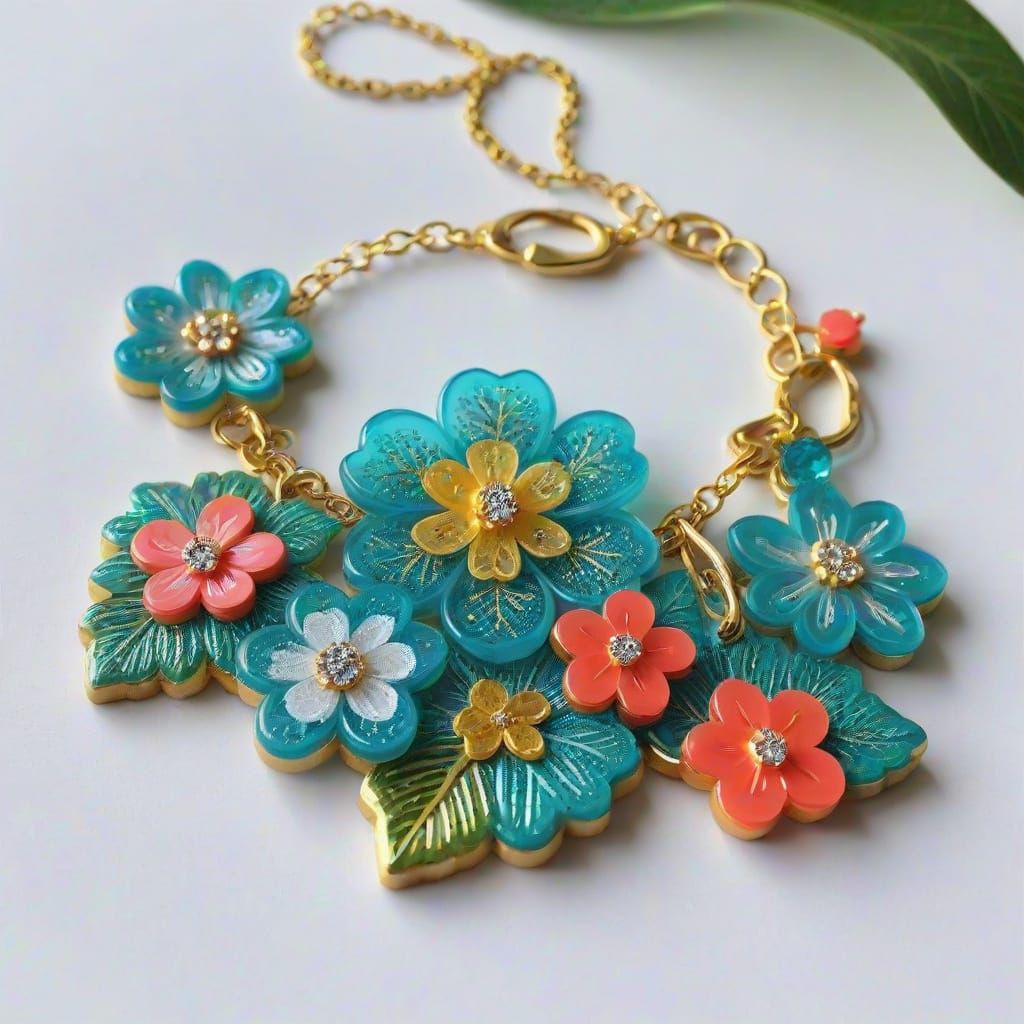 Floral Resin Jewelry with Tropical Lace