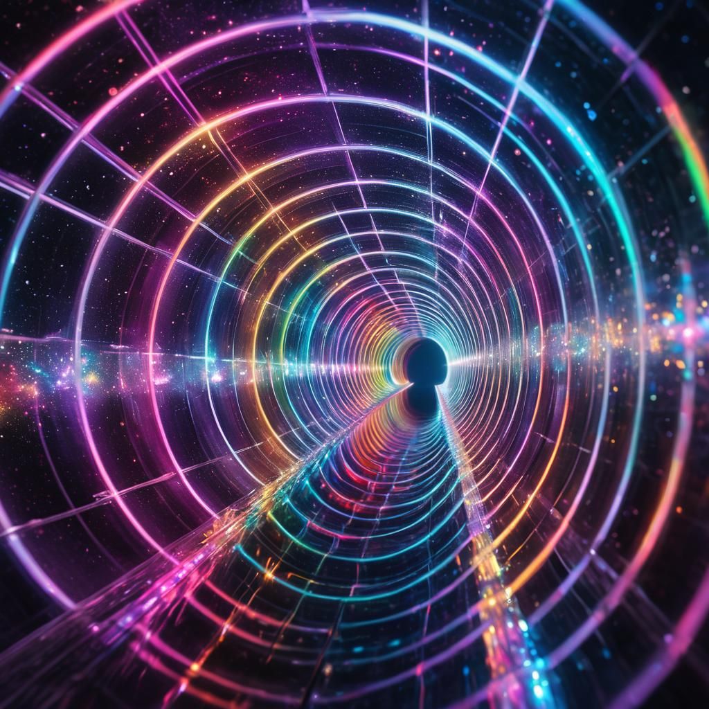 Cosmic Tunnel to Another Universe in Psychedelic Style