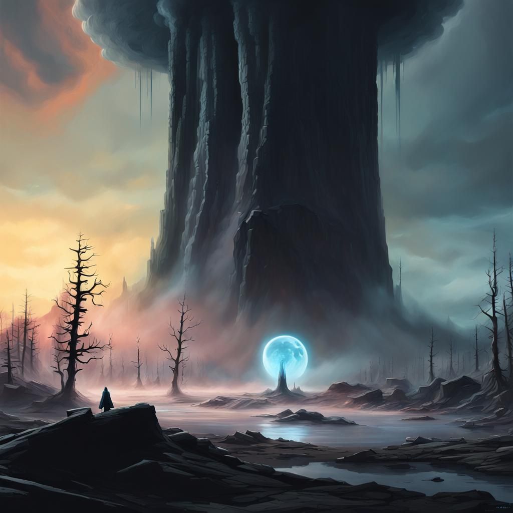 Ethereal Geyser Erupts Under Black Moon