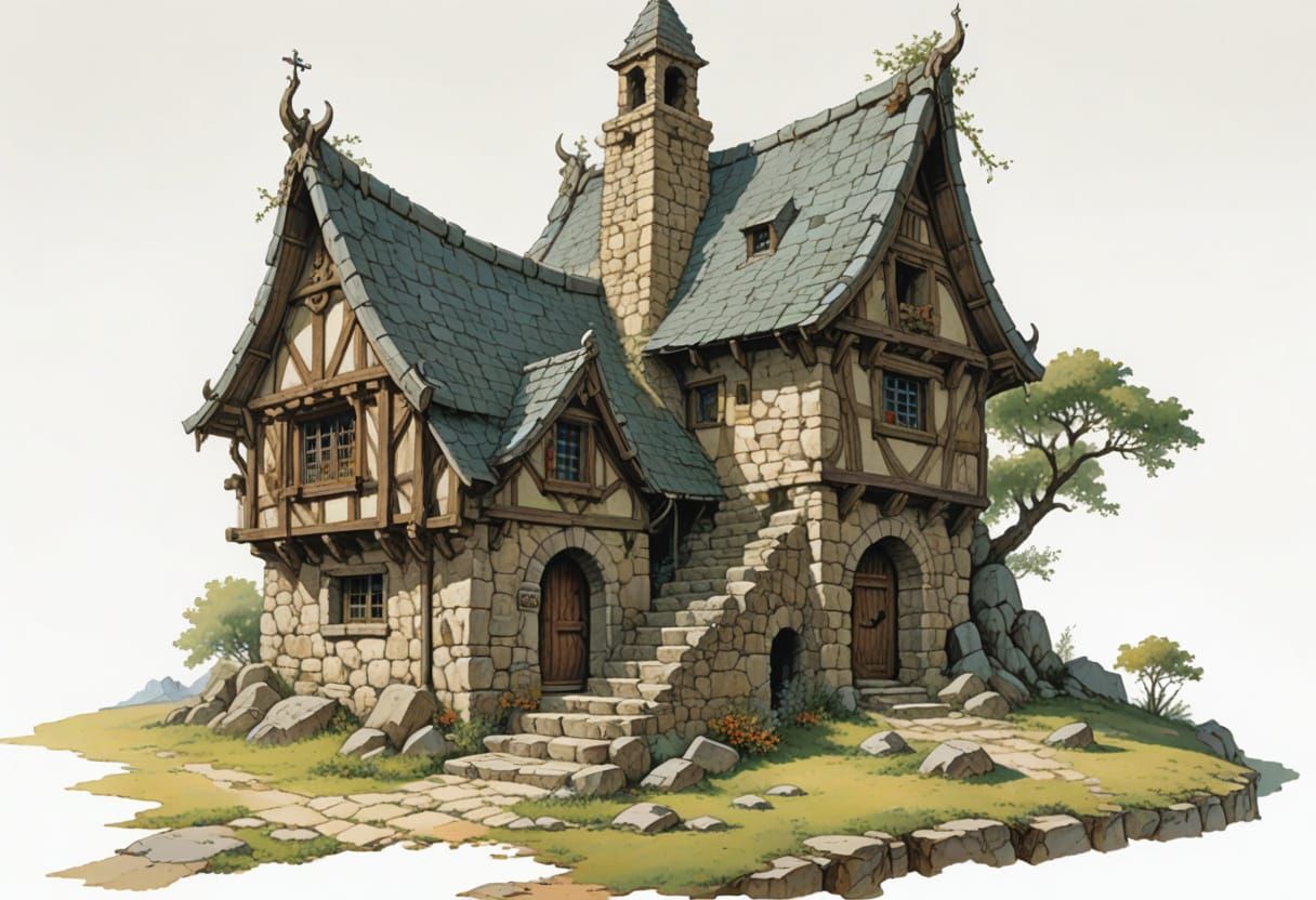 10th Century Stone Dwelling in Heroic Fantasy Style