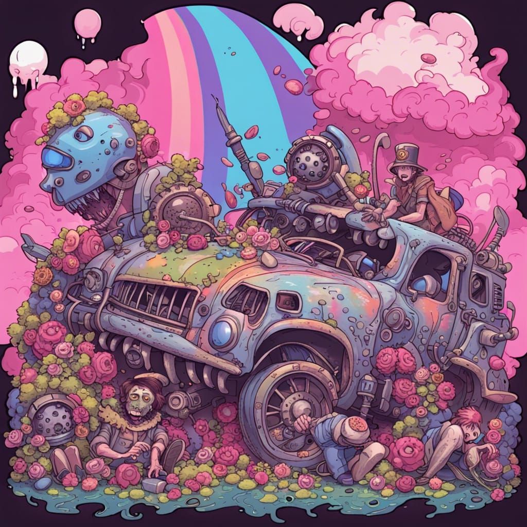 Surreal Apocalyptic Scene with Crying Soldiers