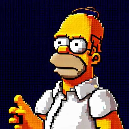 Homer Simpson in Detailed Pixel Art