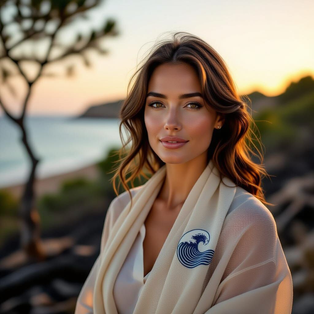 Elegant Spanish Woman in Burnt Landscape, Ultra-Realism