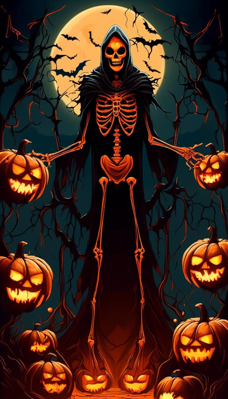 Towering Pumpkin Scarecrow in Expressionist Style