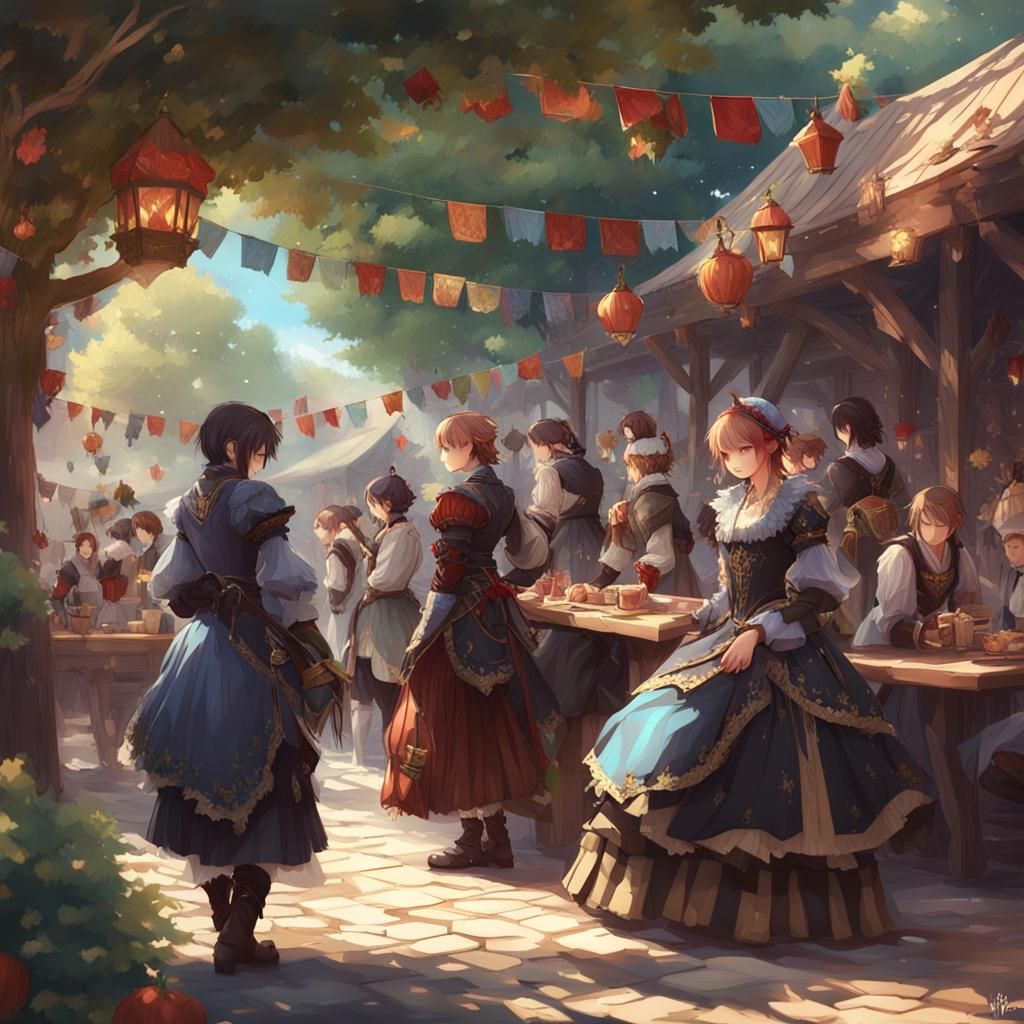 Anime Style Renaissance Fair Concept Art