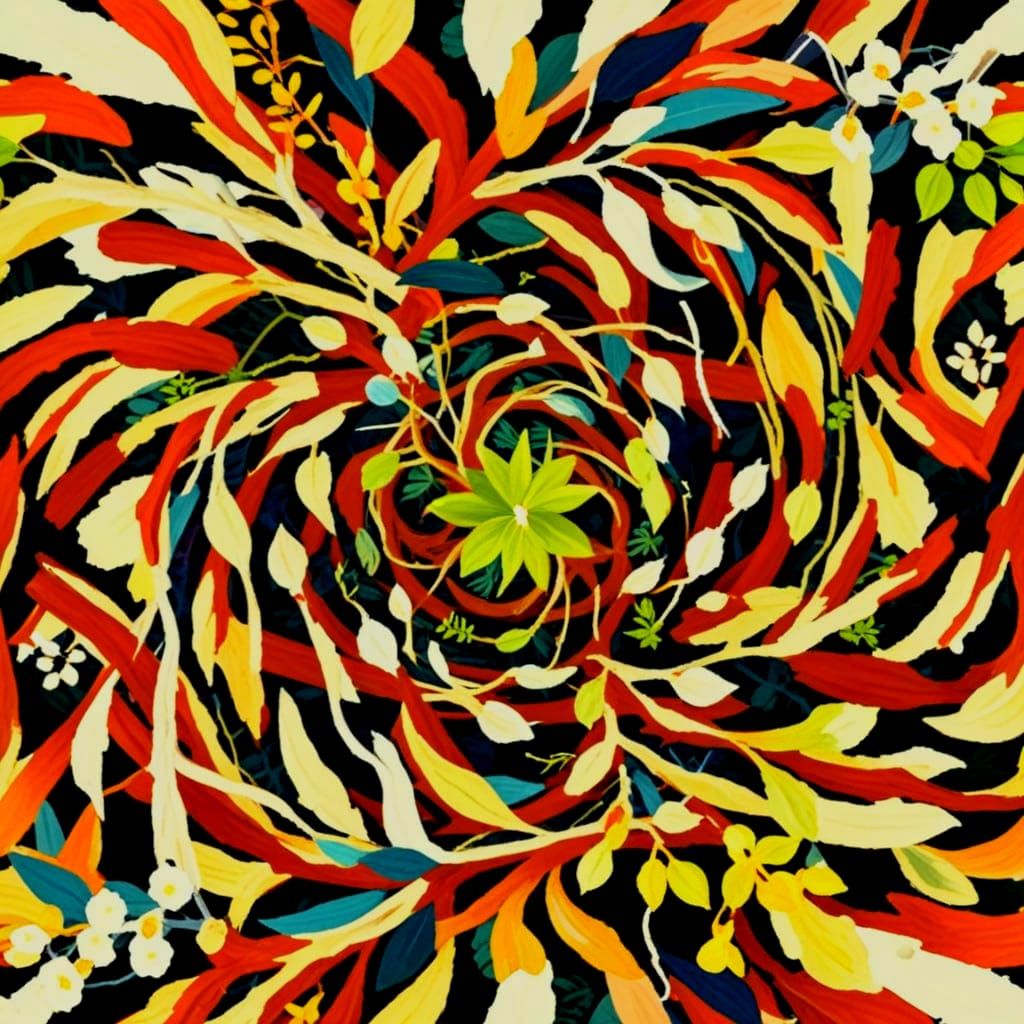 Exotic Jungle Landscape in Deep Forest Tones