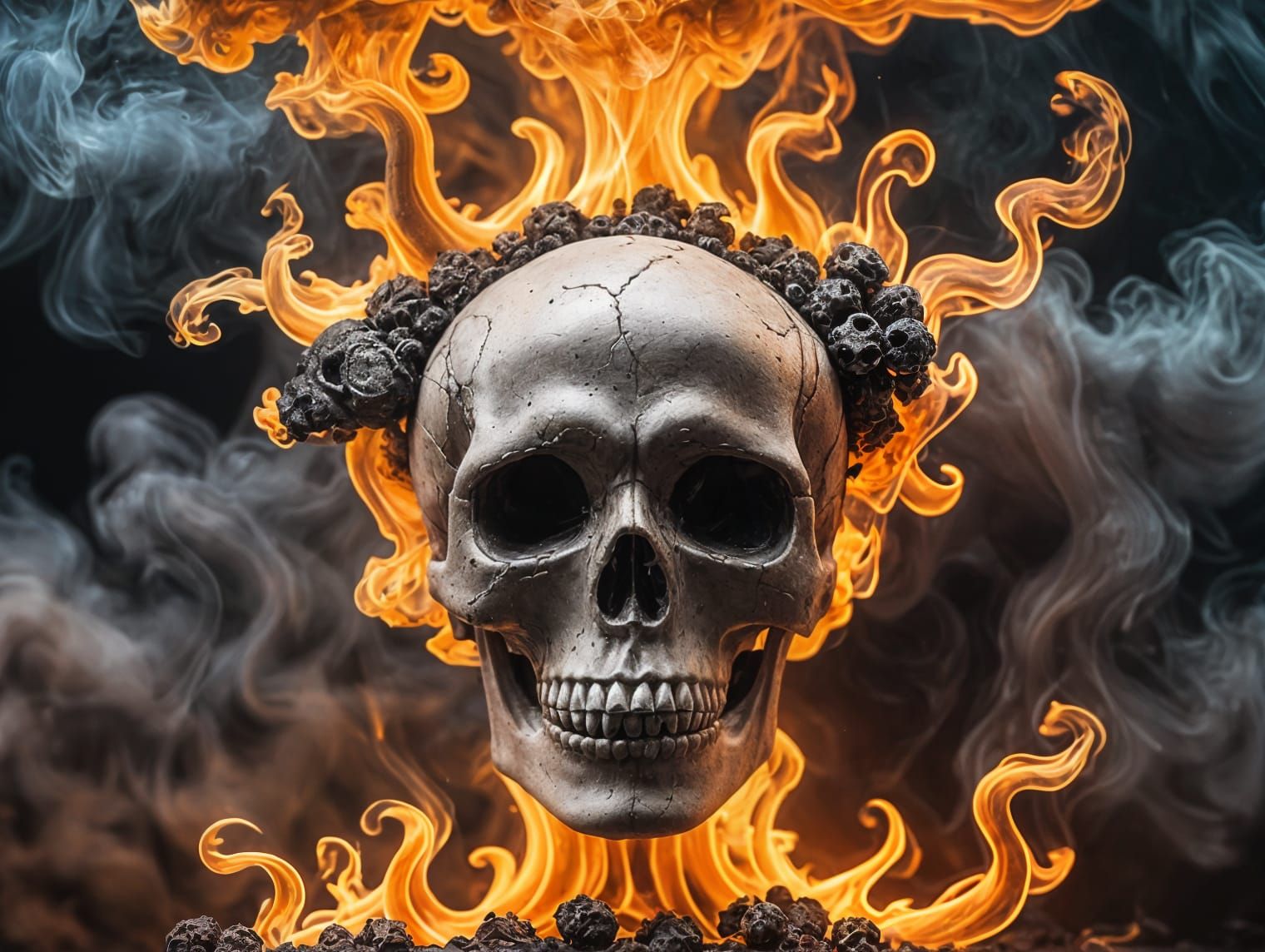 Mysterious Skull Abandoned in Dark Smoke