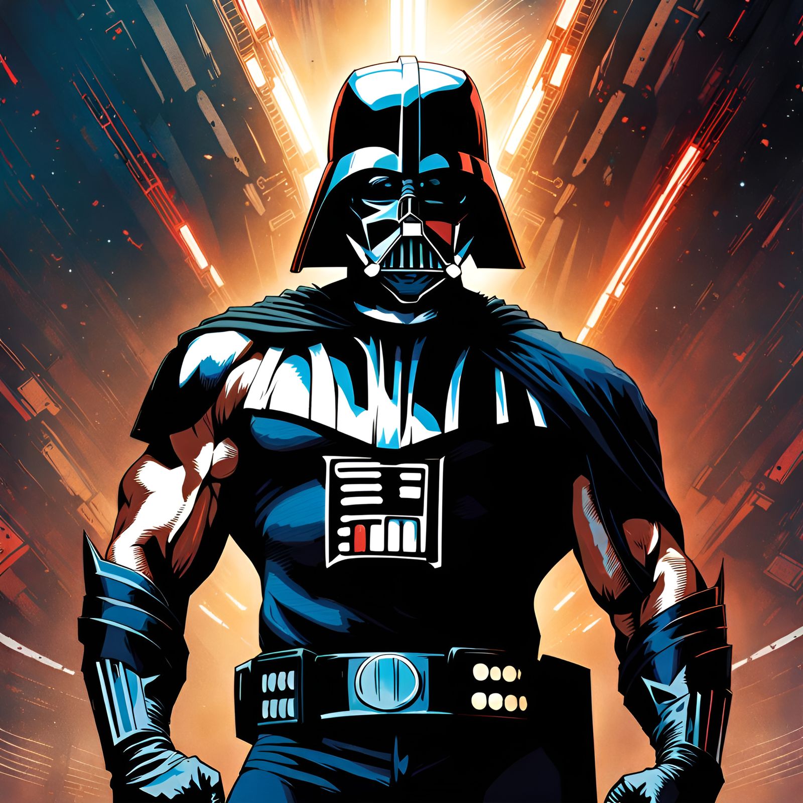 Muscular AC Slater as Darth Vader: Fantasy Art Portrait