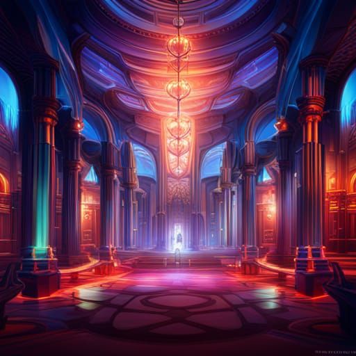 Futuristic Royal Court in Vibrant Colors