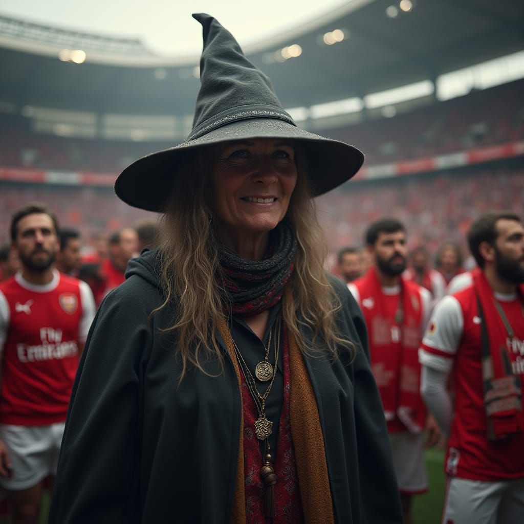 Mystical Woman Among Arsenal Fans, Digital Art