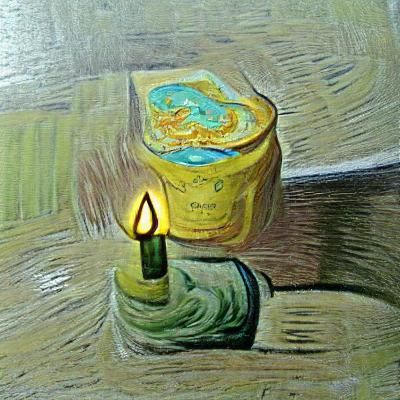 Candle in Van Gogh Oil Painting Style