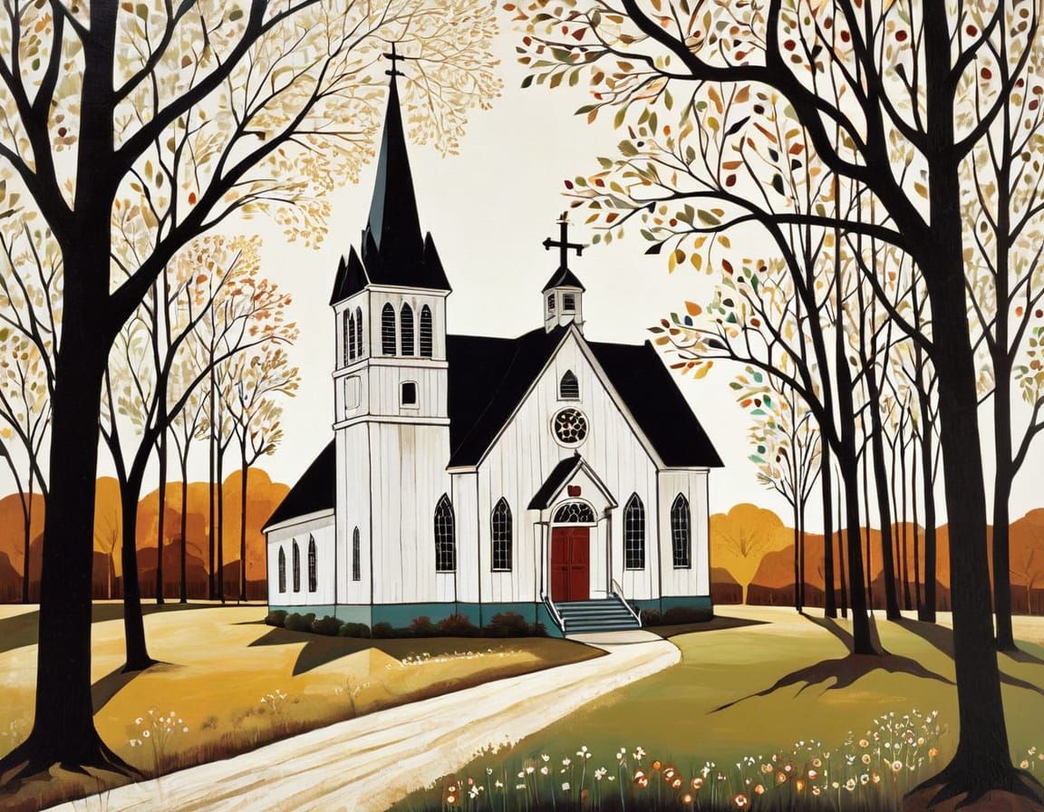 Little Country Church in a Dreamy, Ethereal Style