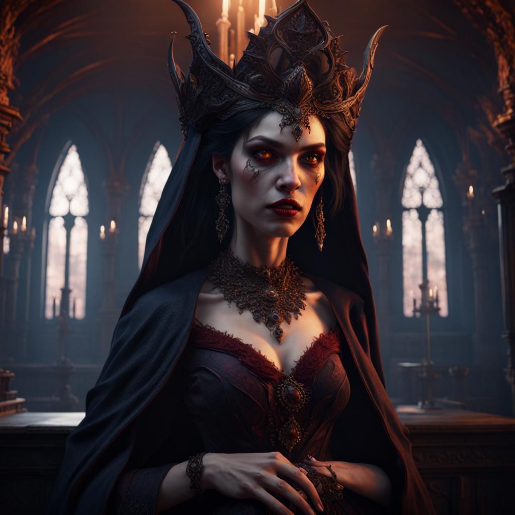 Akasha, Queen of the Vampires: Detailed Fantasy Art