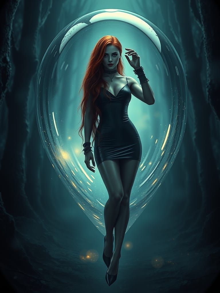 Gothic Vampire in Bubble, Dark Fantasy Concept Art