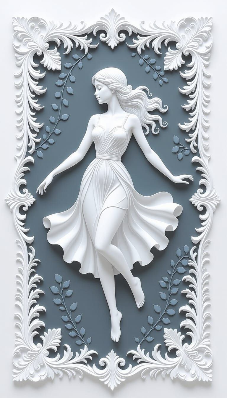 White on White Nimph Dancing in Rain