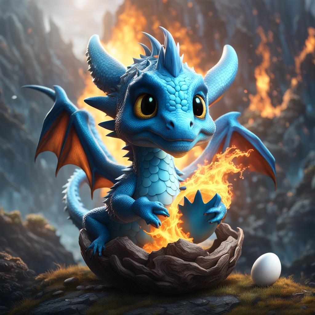 Adorable Baby Dragon Hatching Fantasy Concept Art