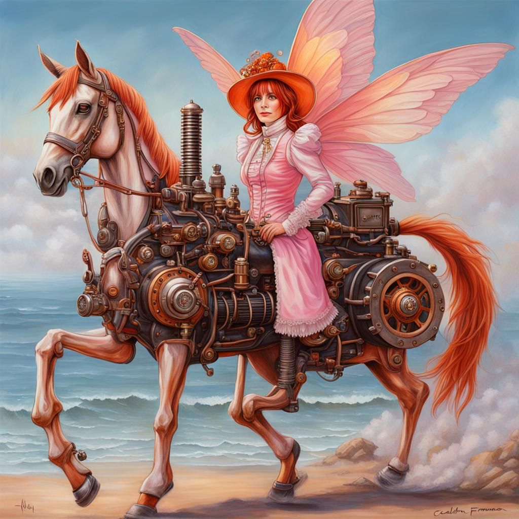 Steampunk Fairy Portrait on California Beach