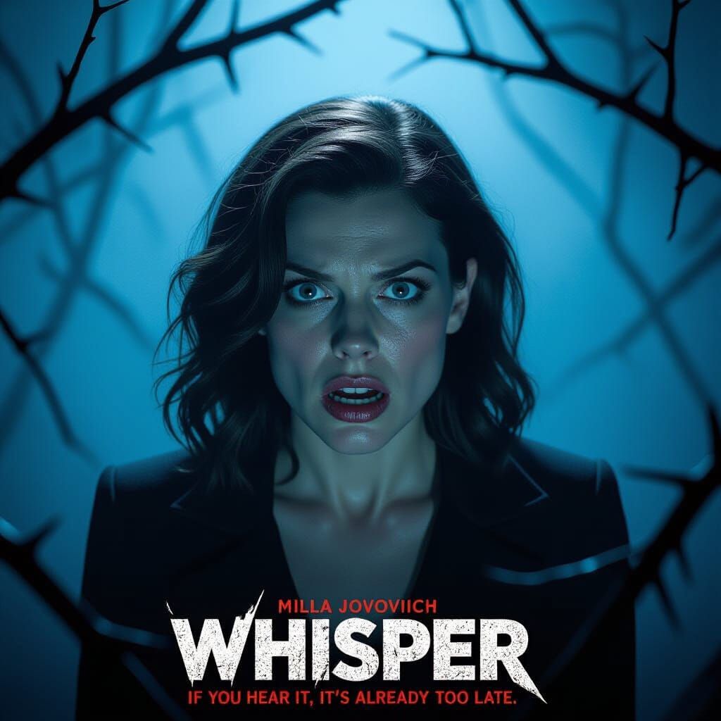Terrified Woman in Dark Horror Movie Poster
