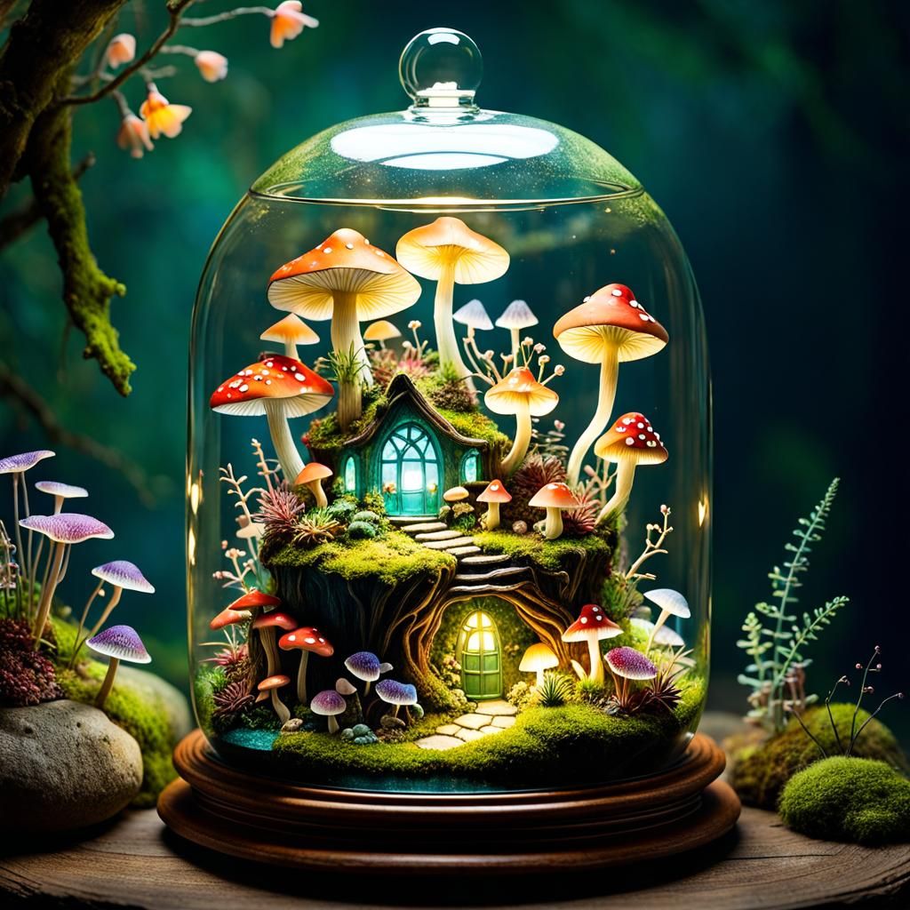 Enchanted Terrarium with Whimsical Creatures