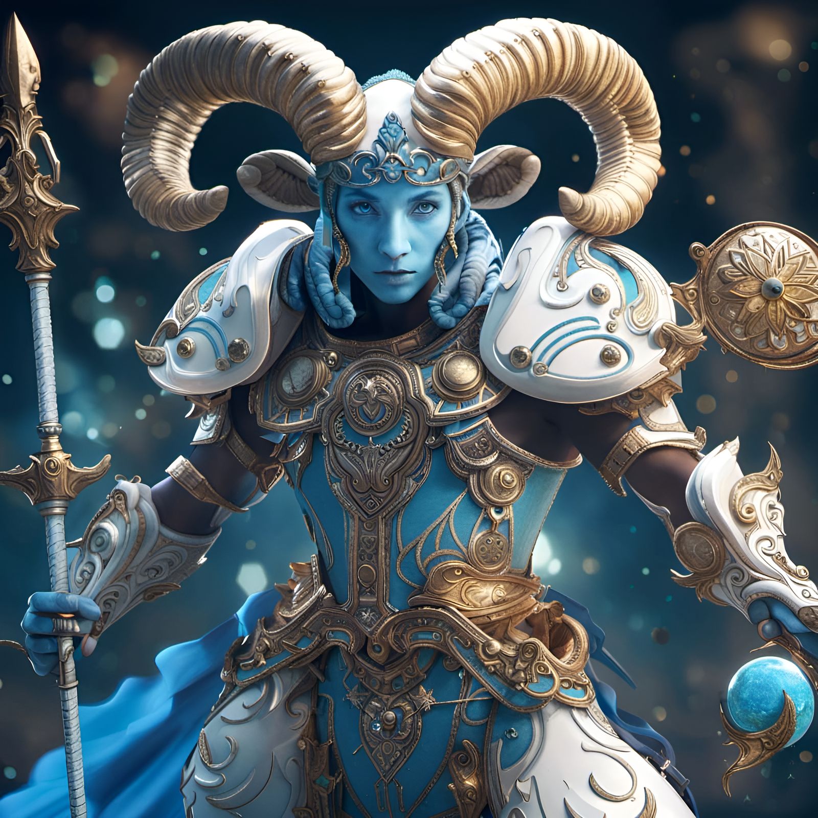 Aries Zodiac Warrior in 3D Game Art Style