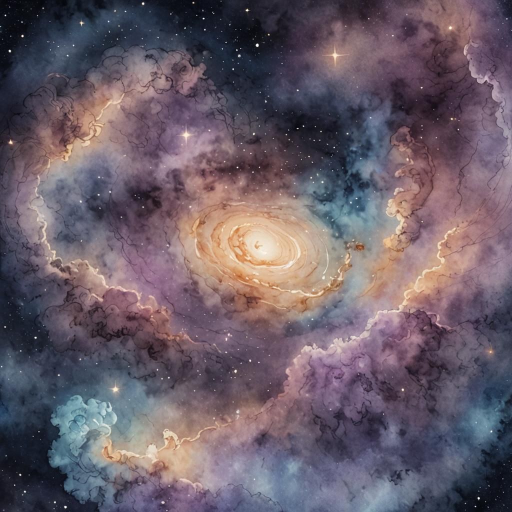 Aries Constellation Shines in Watercolor Celestial Map