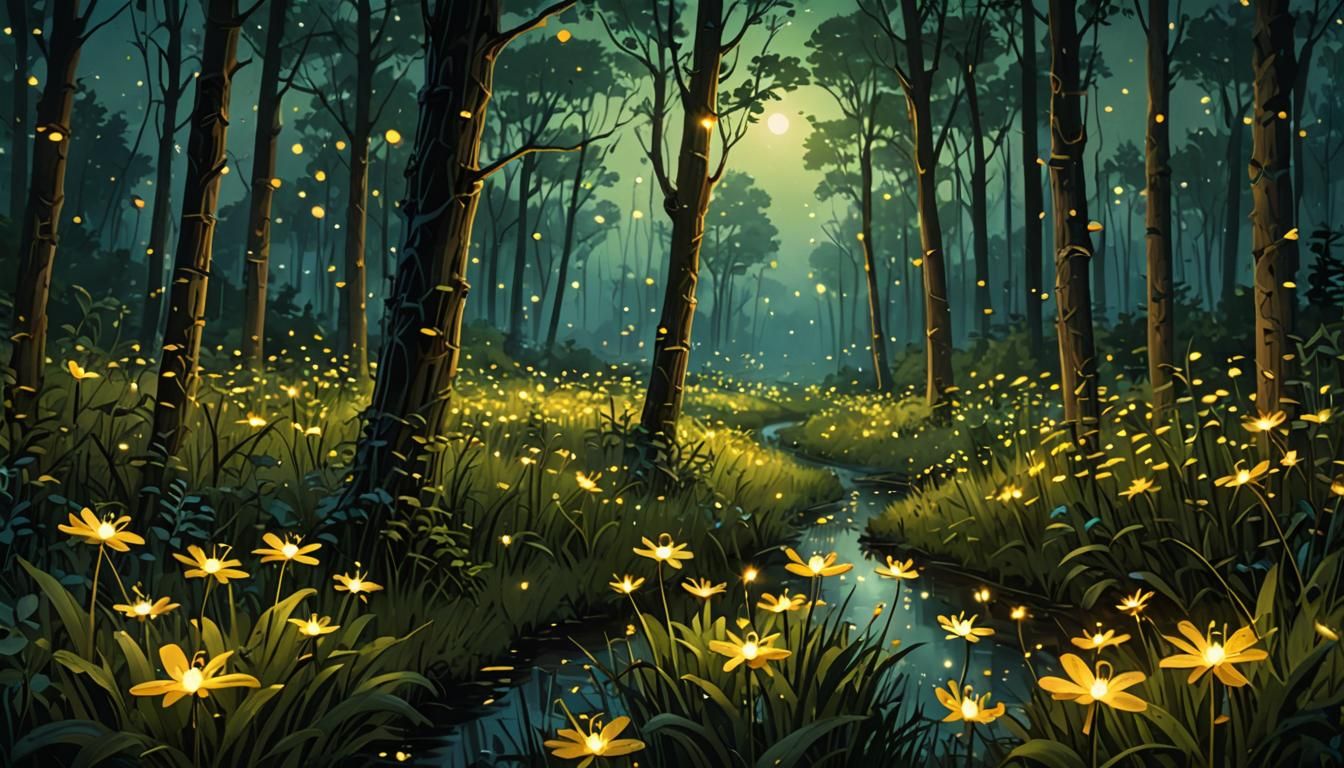 Fireflies Lighting Up Enchanted Gardens