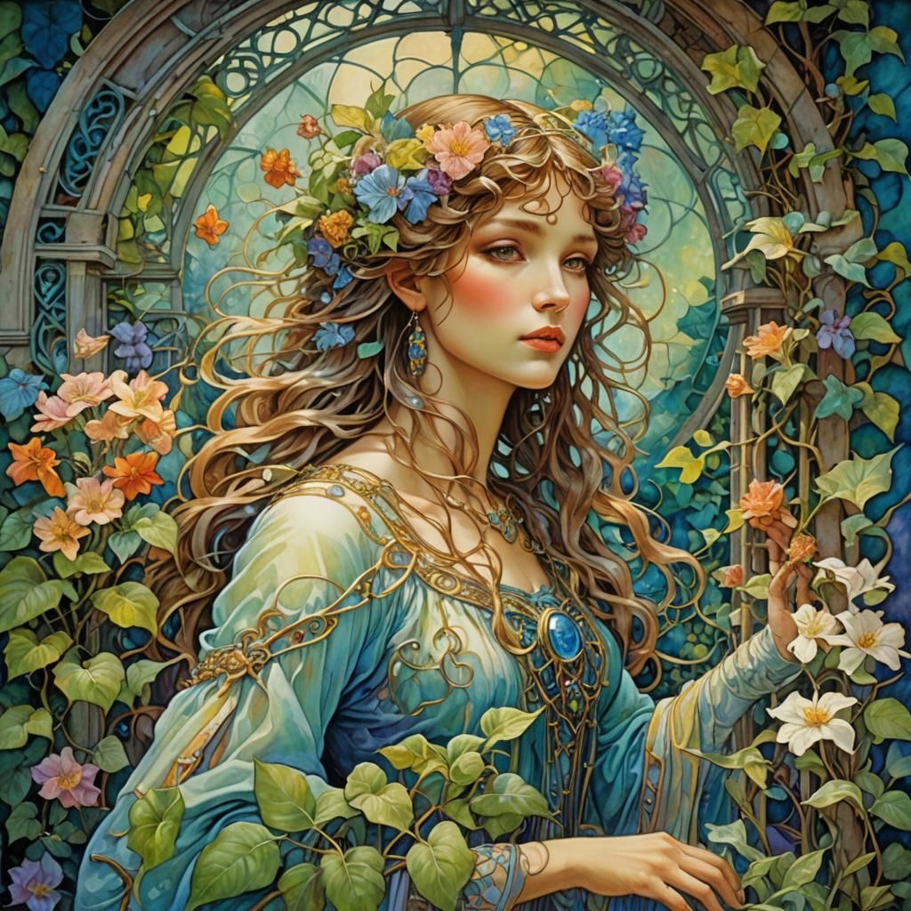 Garden Trellis in Art Nouveau Style