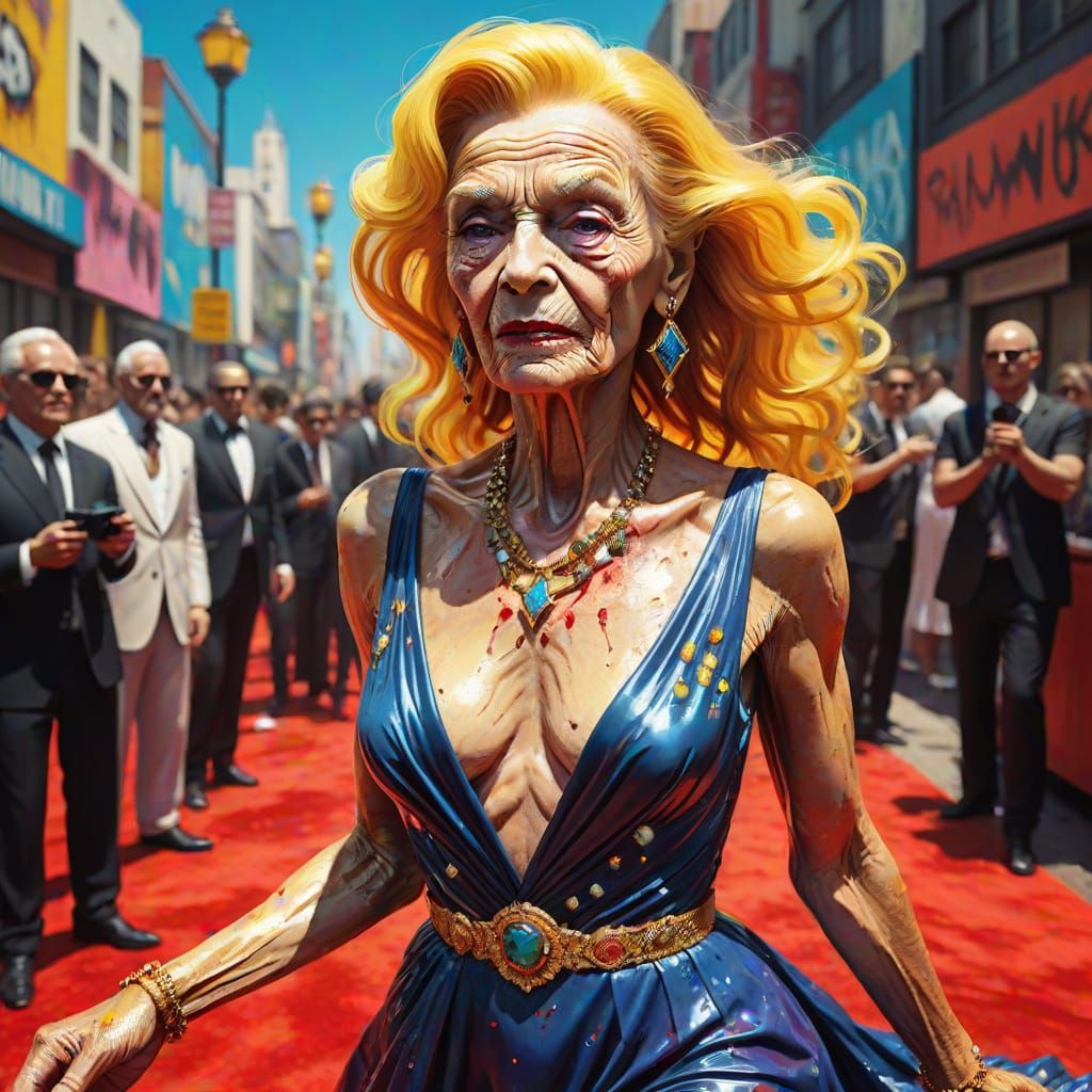 Glamorous Golden Age Starlet in Graffiti Art Style