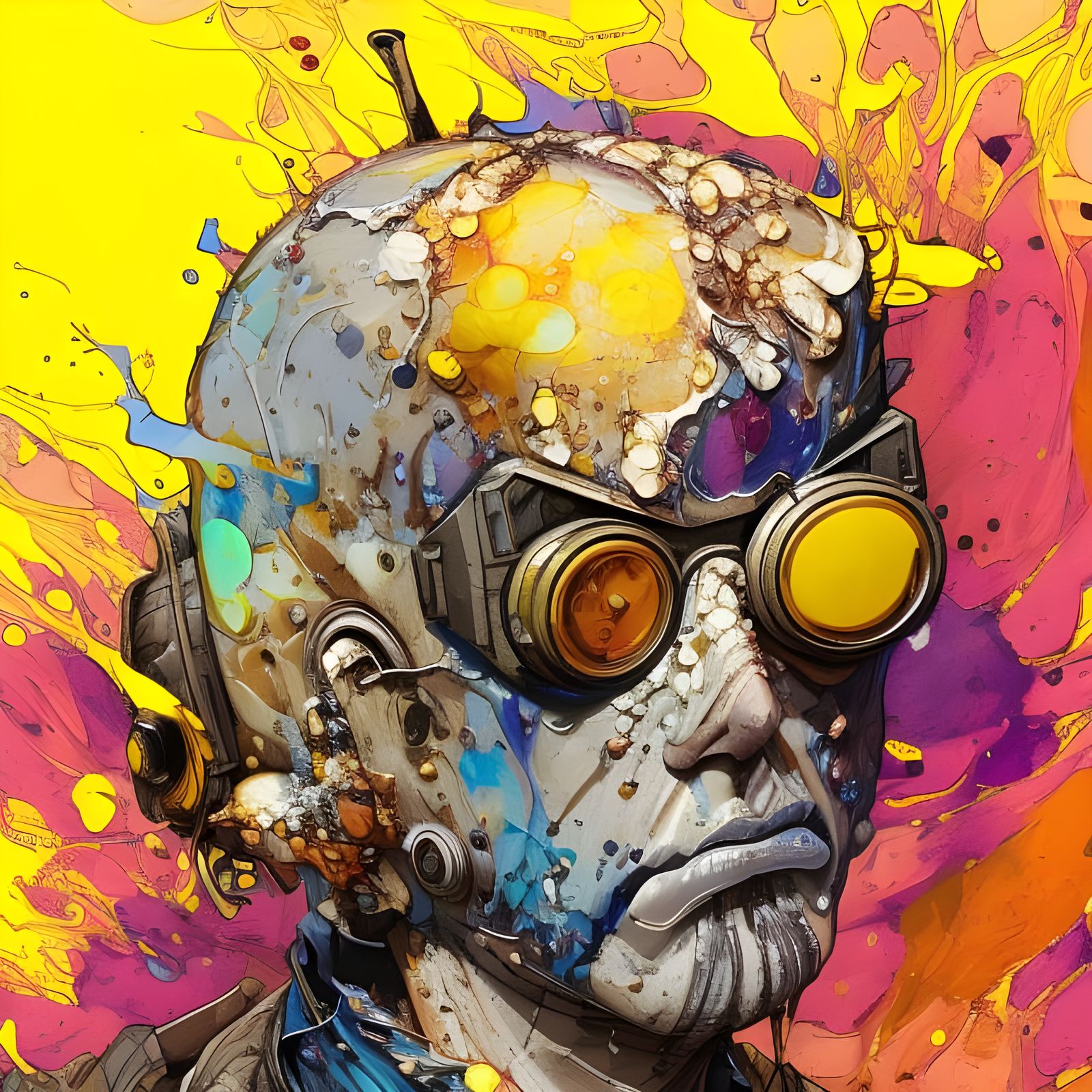 Badass Lemon Man Portrait in Oil and Gouache