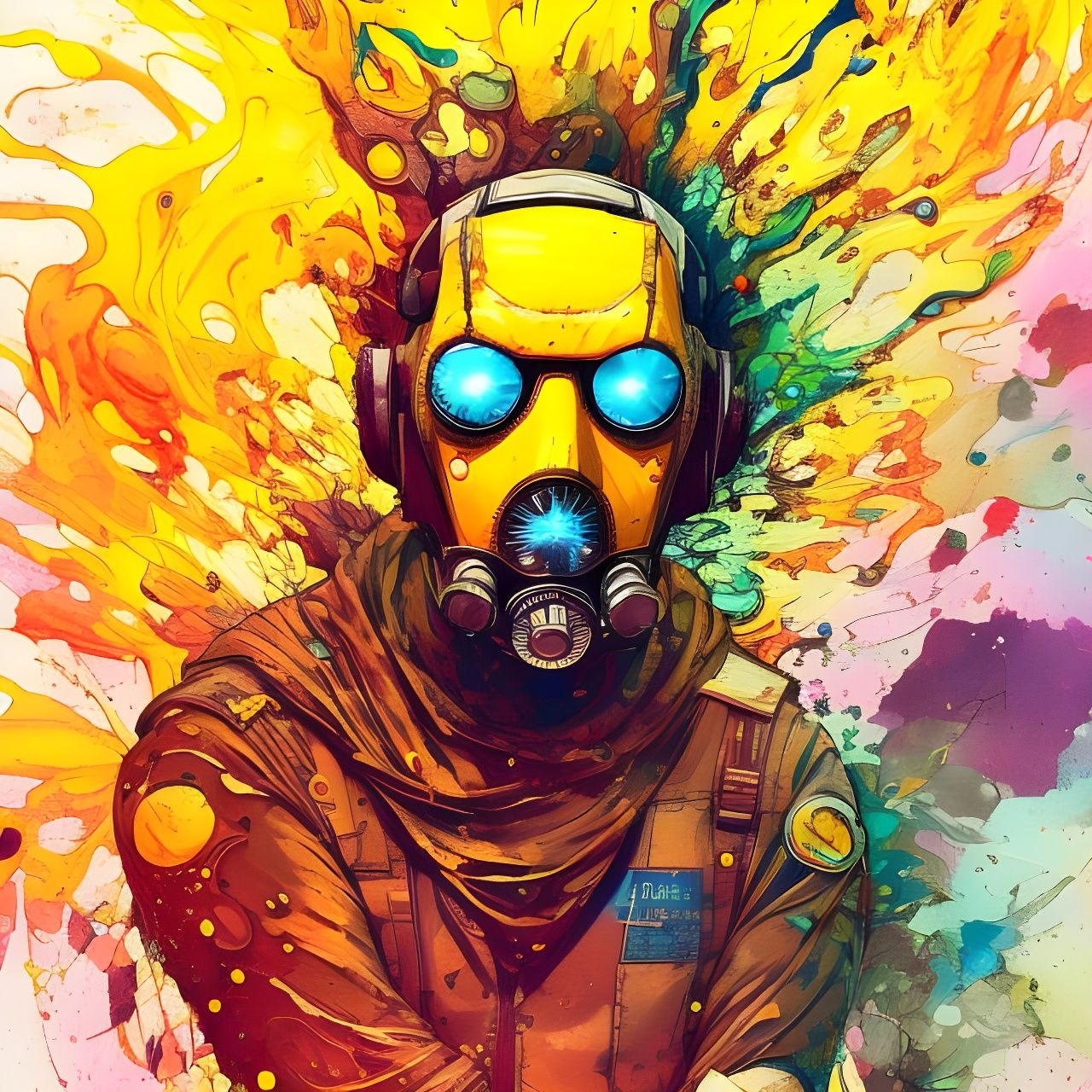 Badass Lemon Warrior in Oil Splash Style