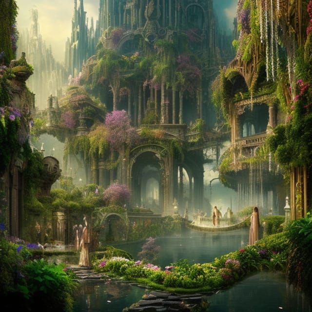 City of Eden: Floating Gardens in Digital Painting