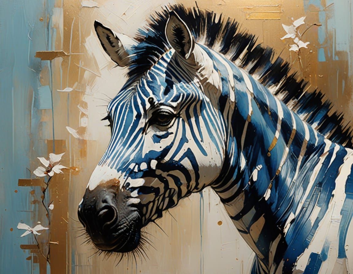 Surreal White Zebra Portrait in Dreamy Oil Painting Style