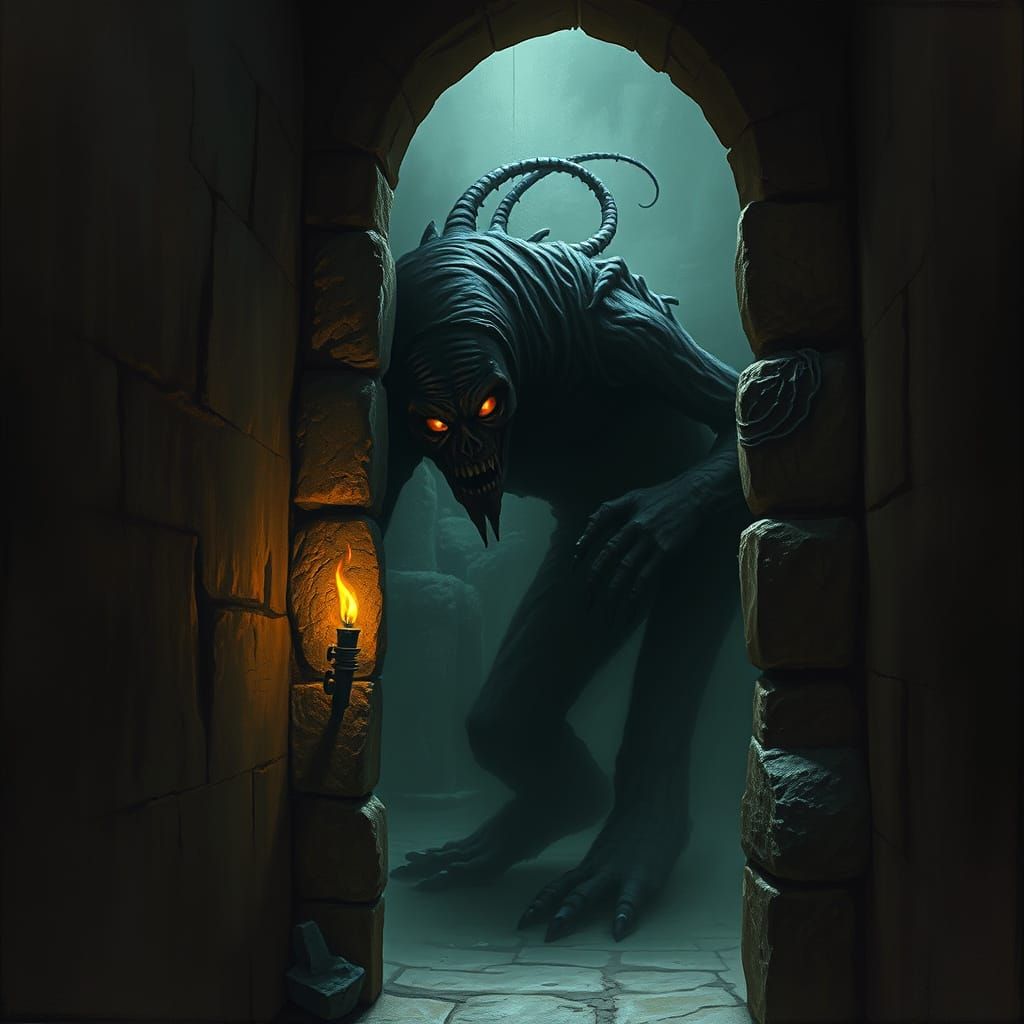 Ominous Shadow Figure Emerging from Dark Corner