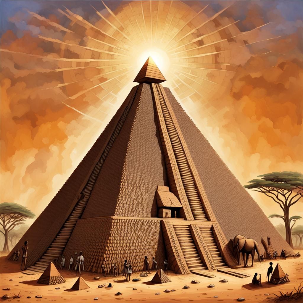 Cosmic Music Pyramid in African Tribal Art Style