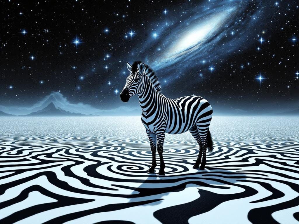Surreal Zebra Between Worlds in Geometric Abstract Art