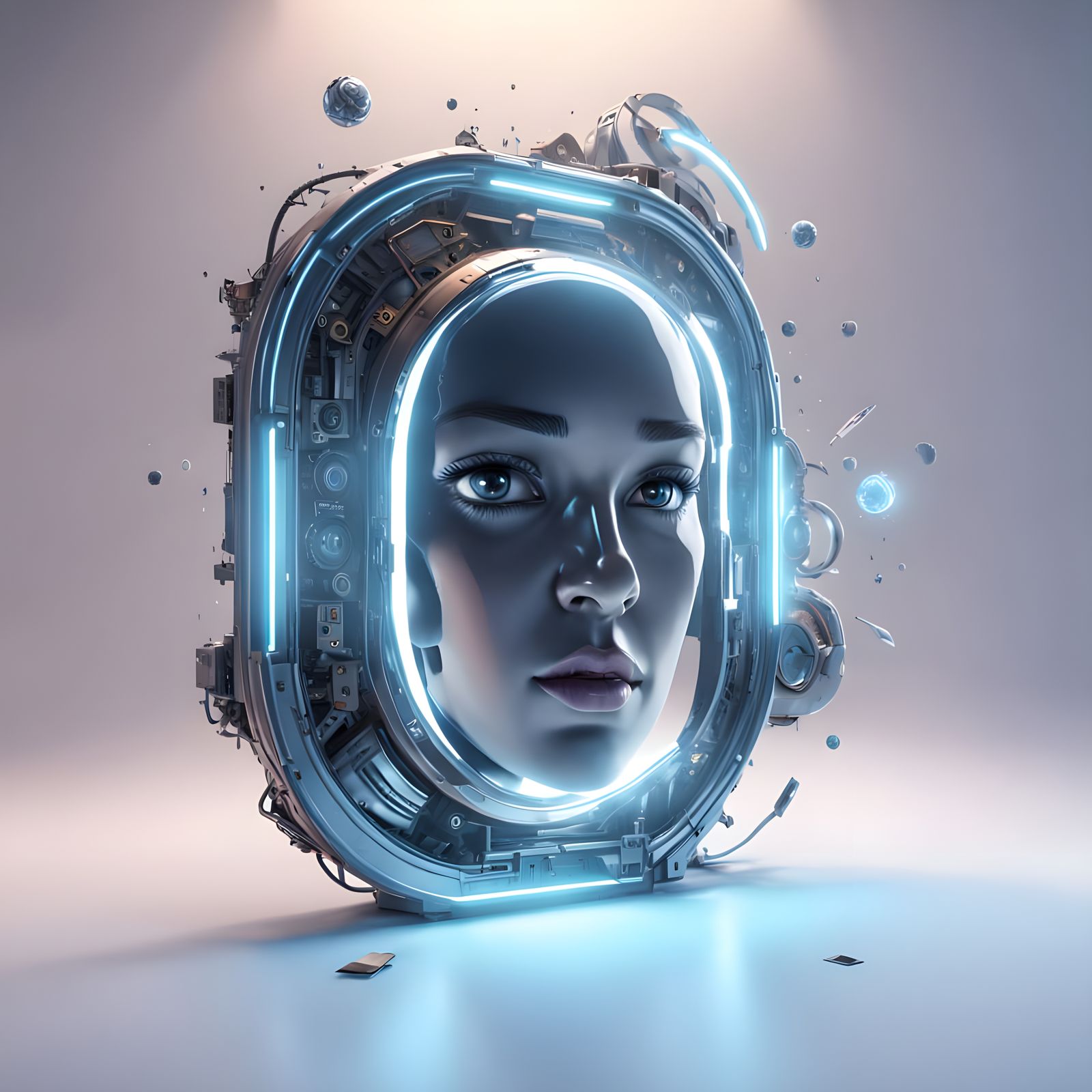 Surreal AI Figure Emerges from Shattered Mirror in 4K Epic