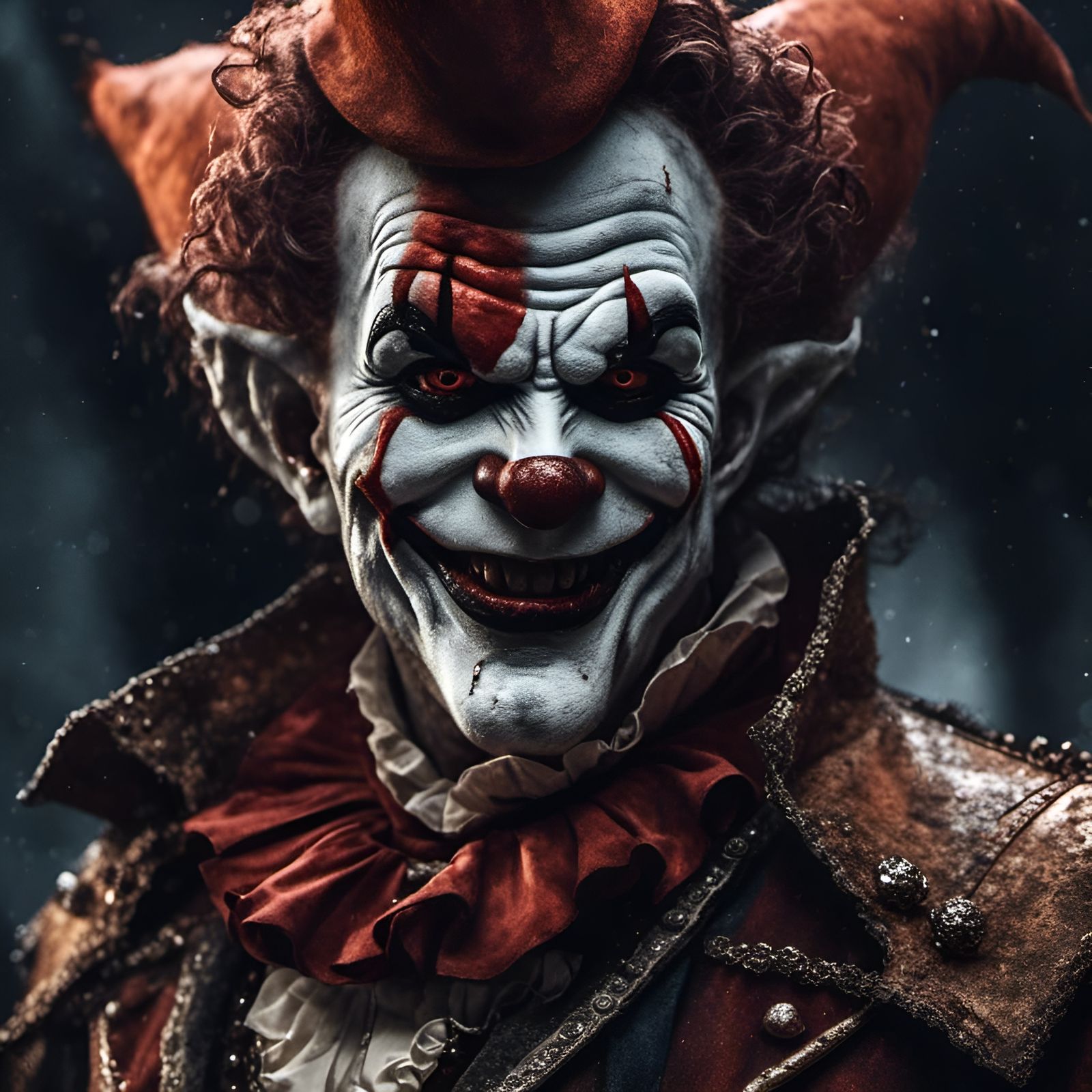Photorealistic Portrait of a Vampire Clown