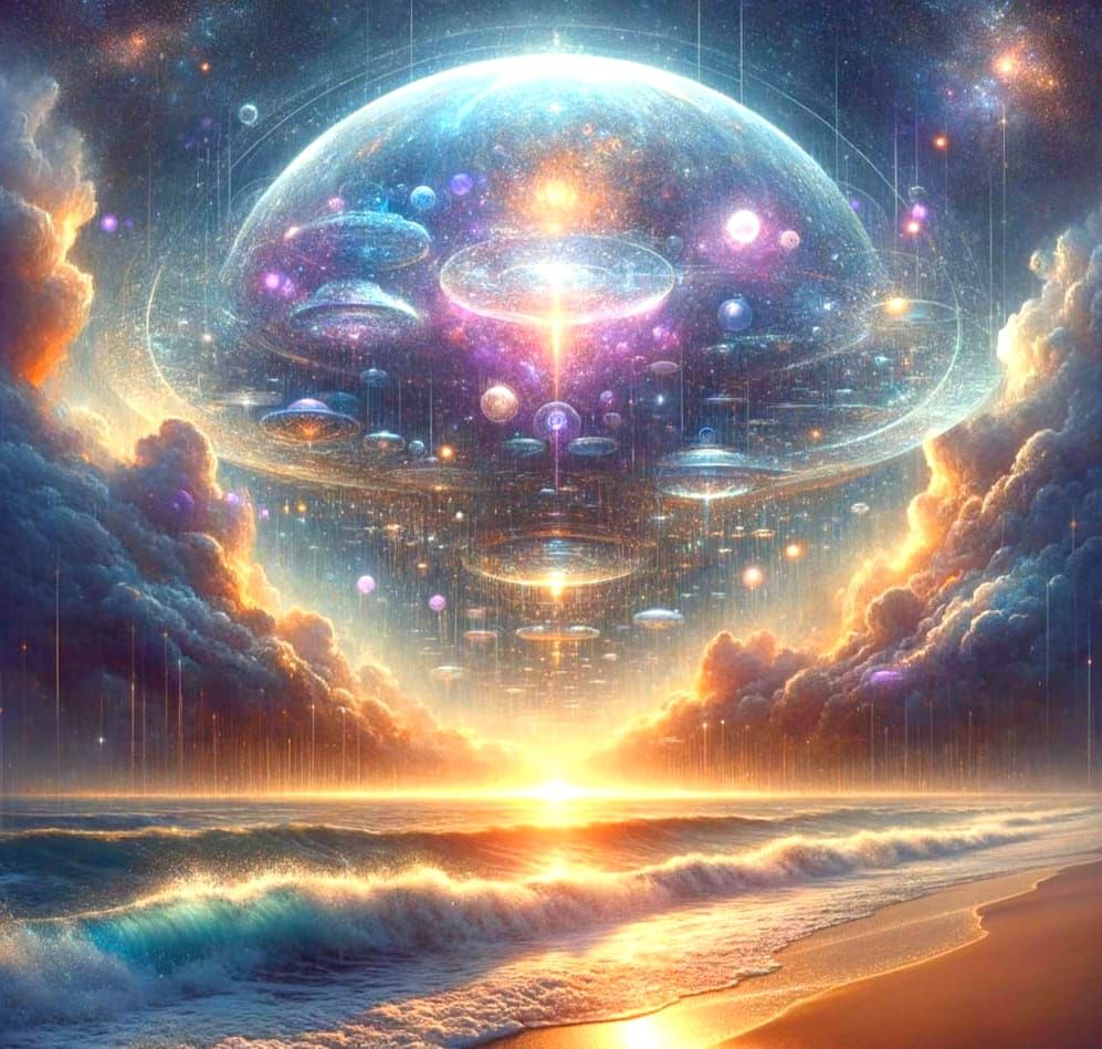 Surreal Beachside Mothership Radiates Ethereal Glow